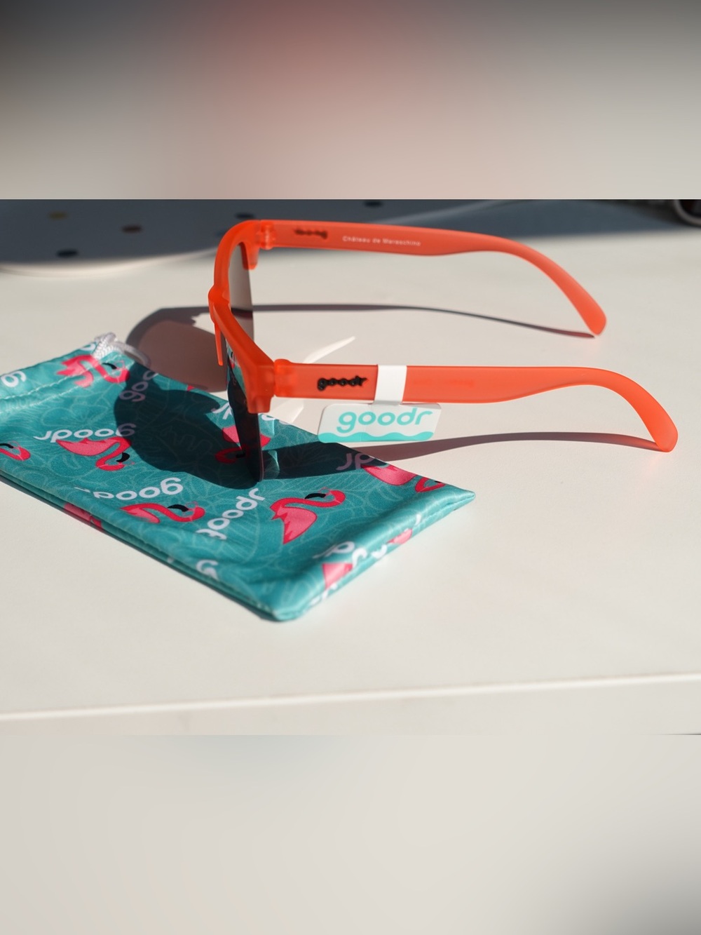 goodr Avant G Sunglasses - Château de Maraschino Orange Half-Rim - Picture 6 of 8
